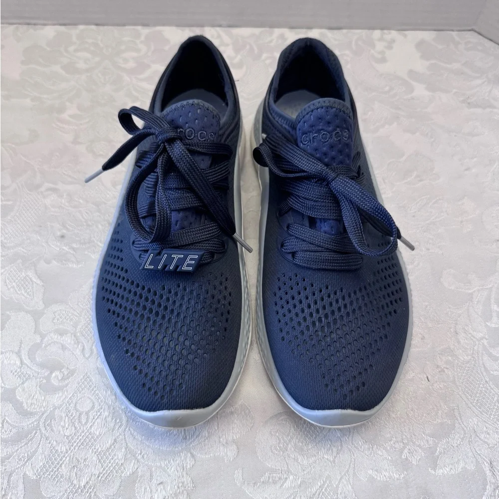 Crocs Size 7 LiteRide 360 Pacer Sneakers Lace Up Boat Show Navy Blue‎ Comfort
